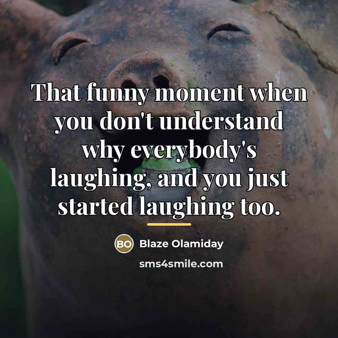 “That funny moment when you don't understand why everybody's laughing,…” quote by Blaze Olamiday