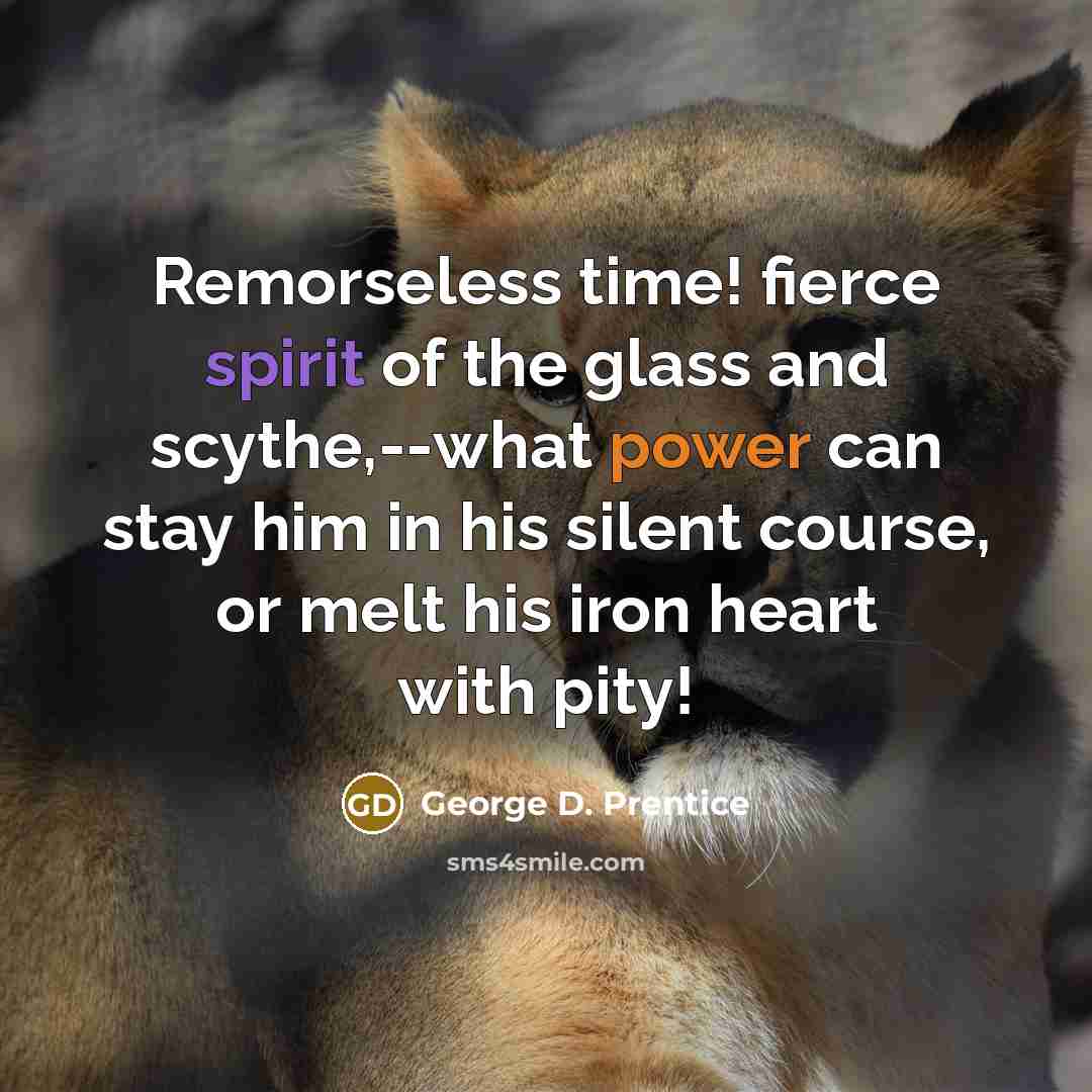 “Remorseless time! fierce spirit of the glass and scythe,--what power…” quote by George D. Prentice