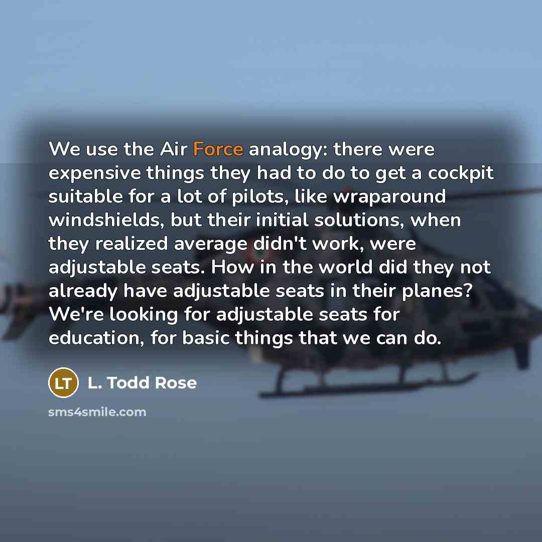 “We use the Air Force analogy: there were expensive things…” quote by L. Todd Rose