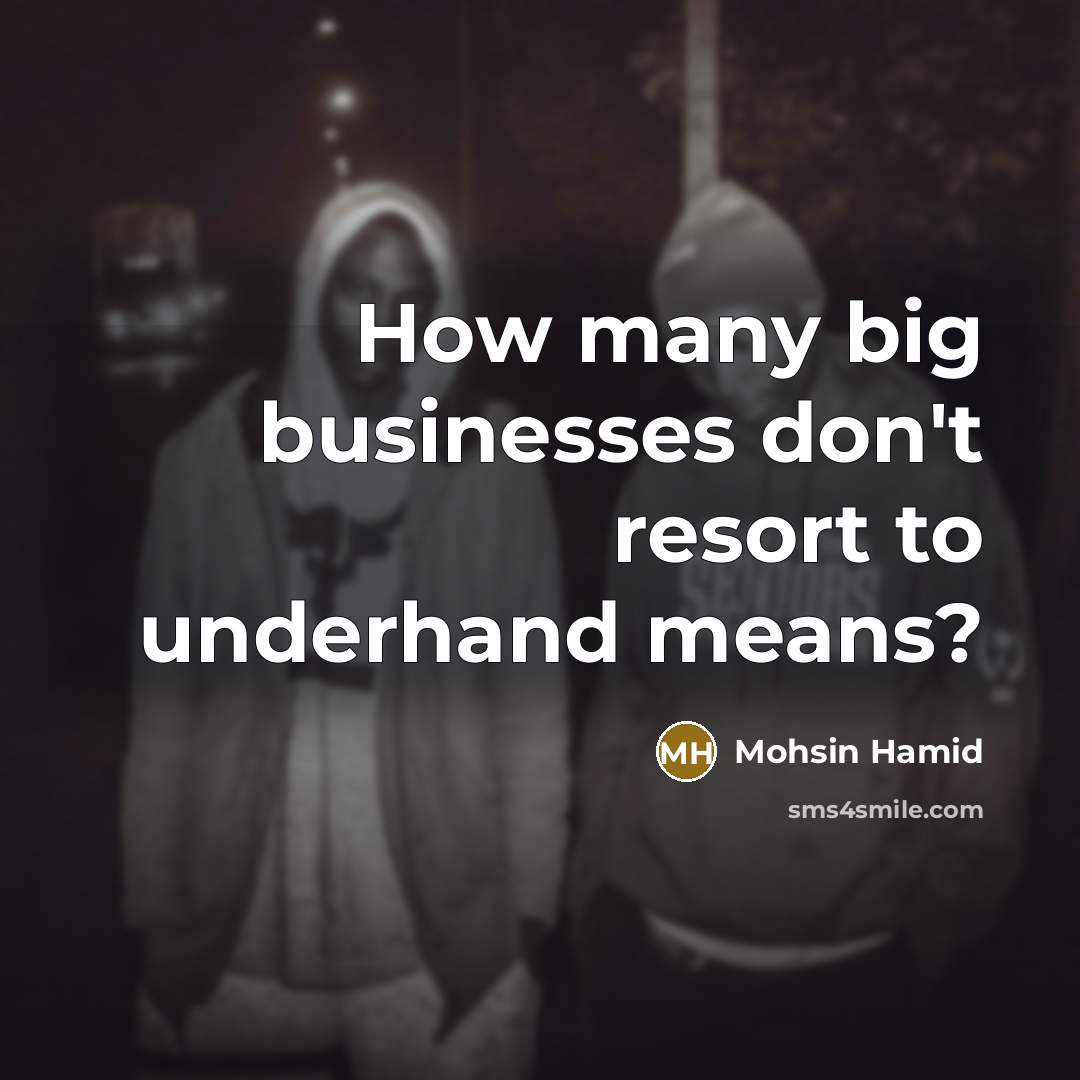 “How many big businesses don't resort to underhand means?…” quote by Mohsin Hamid