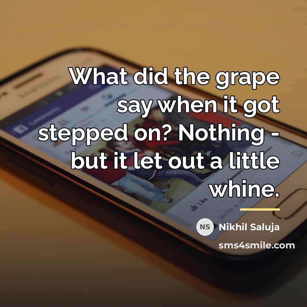 “What did the grape say when it got stepped on?…” quote by Nikhil Saluja