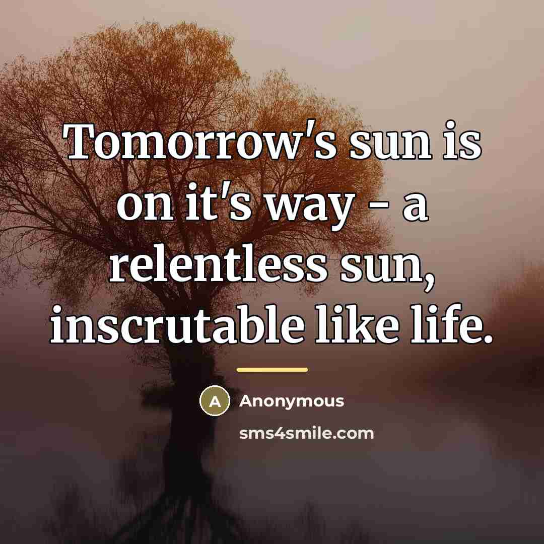 “Tomorrow's sun is on it's way - a relentless sun,…” quote by Anonymous