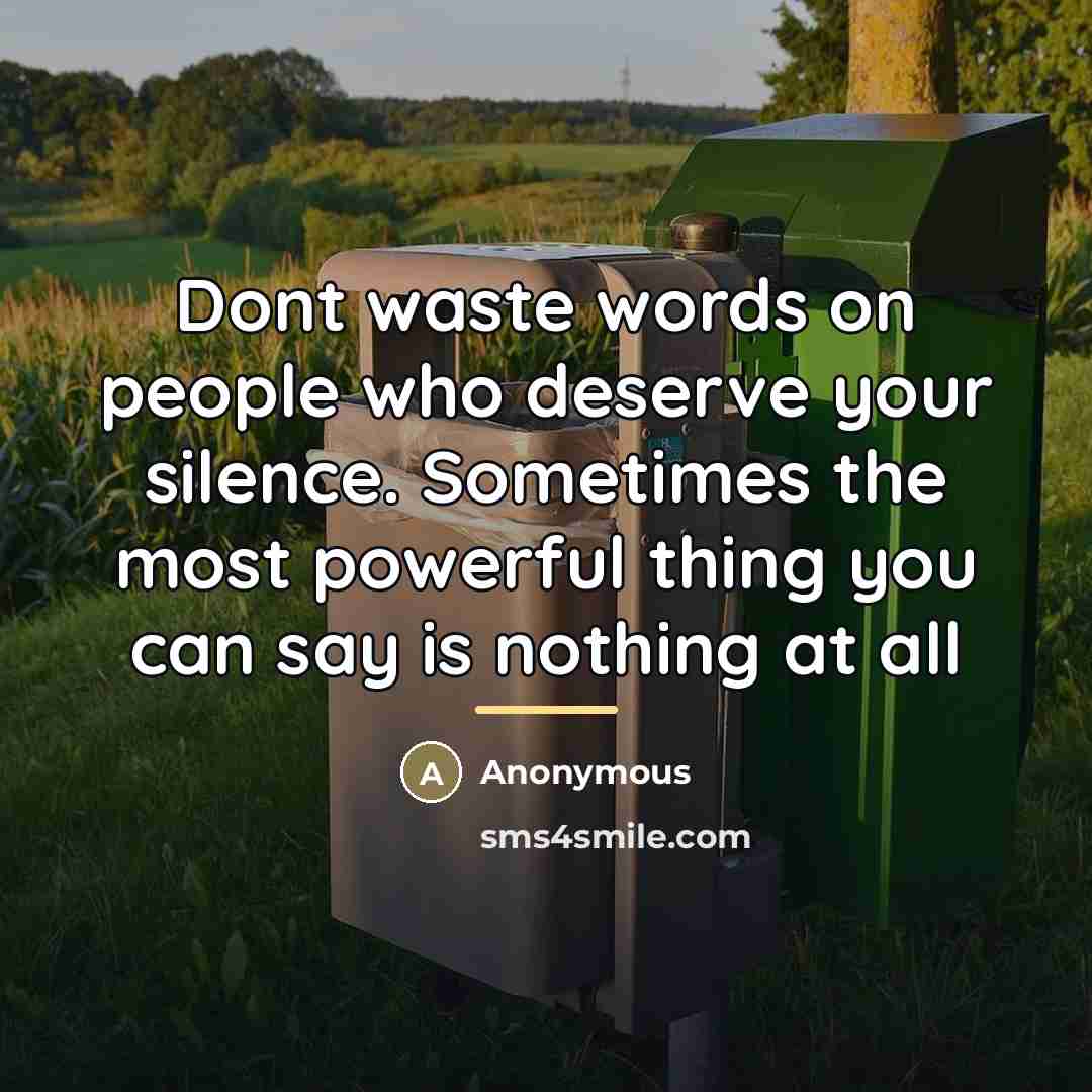 “Dont waste words on people who deserve your silence. Sometimes…” quote by Anonymous