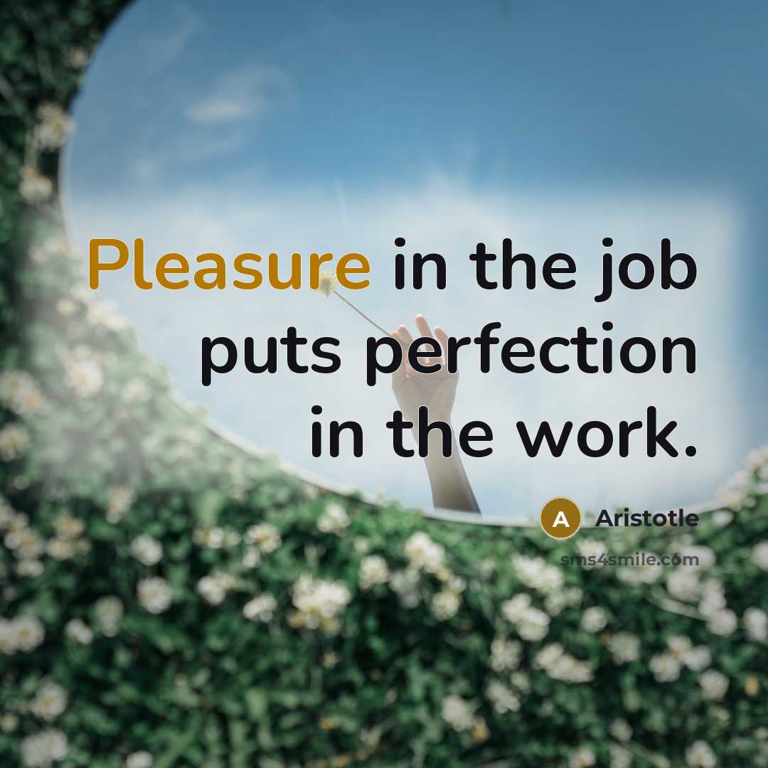 “Pleasure in the job puts perfection in the work.…” quote by Aristotle