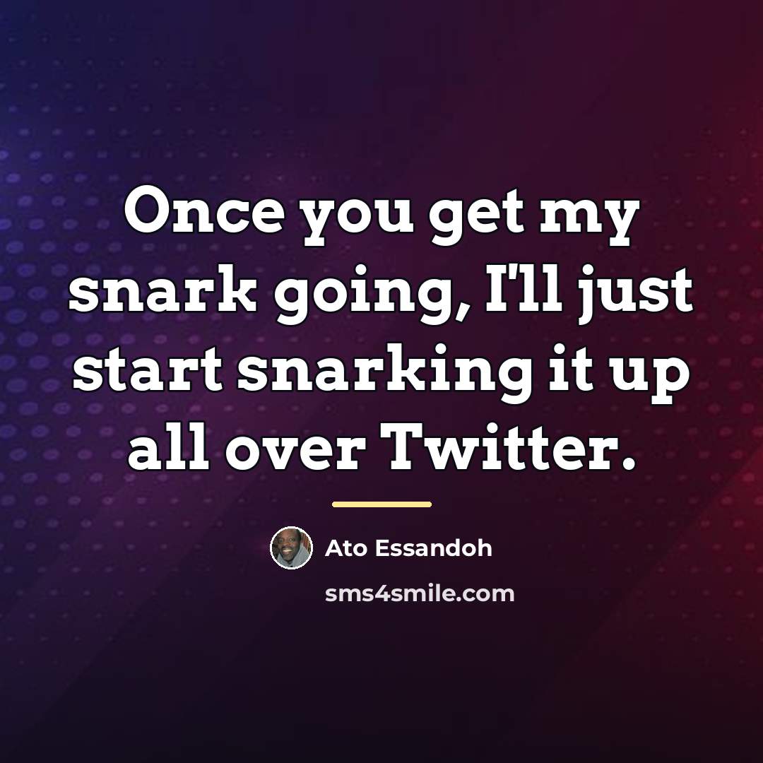 “Once you get my snark going, I'll just start snarking…” quote by Ato Essandoh