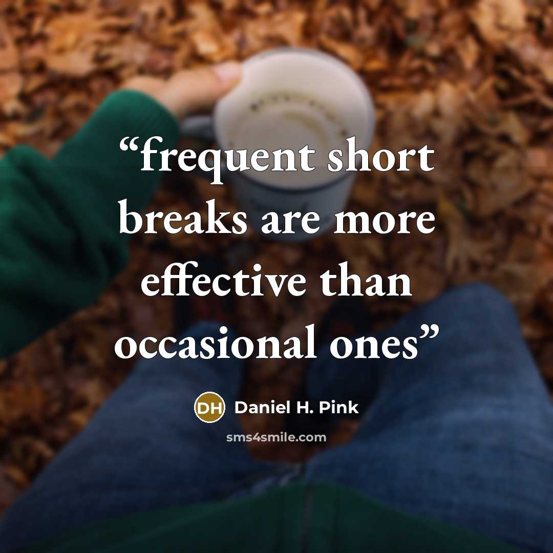 “frequent short breaks are more effective than occasional ones” quote by Daniel H. Pink