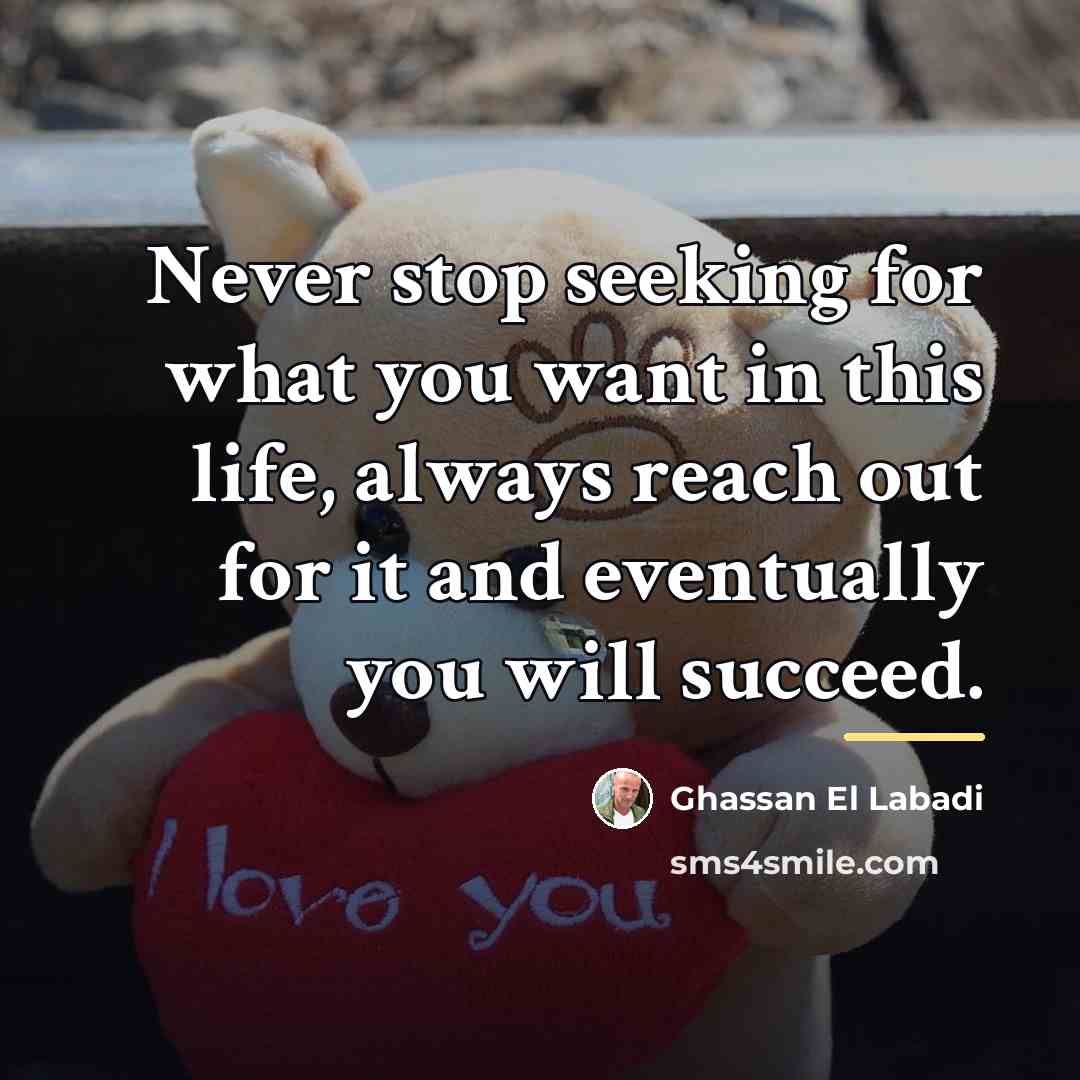 “Never stop seeking for what you want in this life,…” quote by Ghassan El Labadi