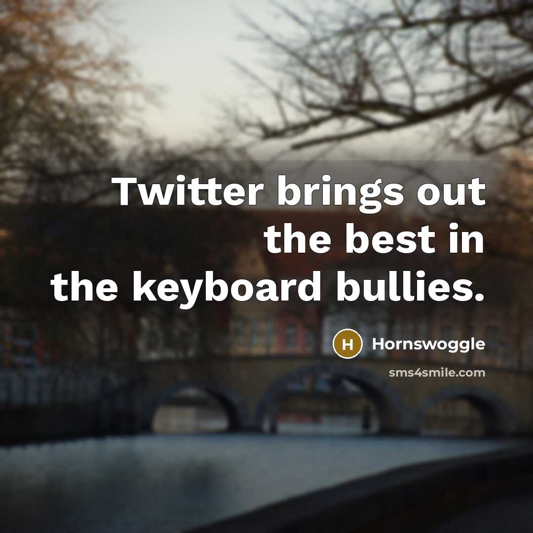 “Twitter brings out the best in the keyboard bullies.…” quote by Hornswoggle