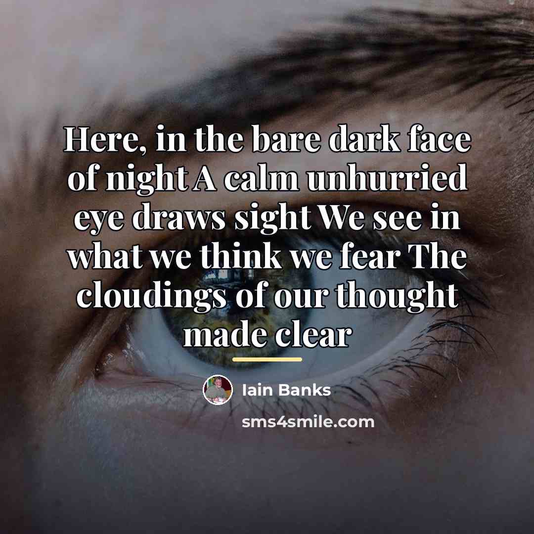 “Here, in the bare dark face of night A calm…” quote by Iain Banks