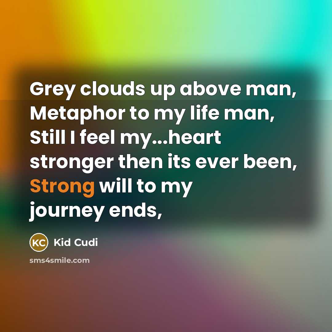 “Grey clouds up above man, Metaphor to my life man,…” quote by Kid Cudi