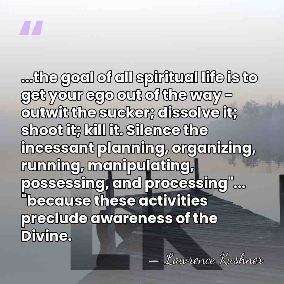 ...the goal of all spiritual life is to get your ego out&hellip; - Lawrence Kushner