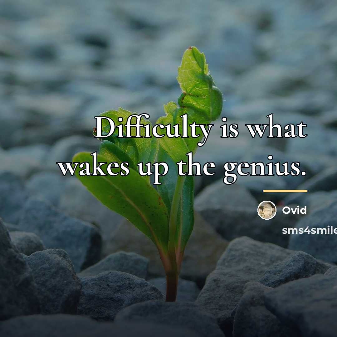 “Difficulty is what wakes up the genius.…” quote by Ovid