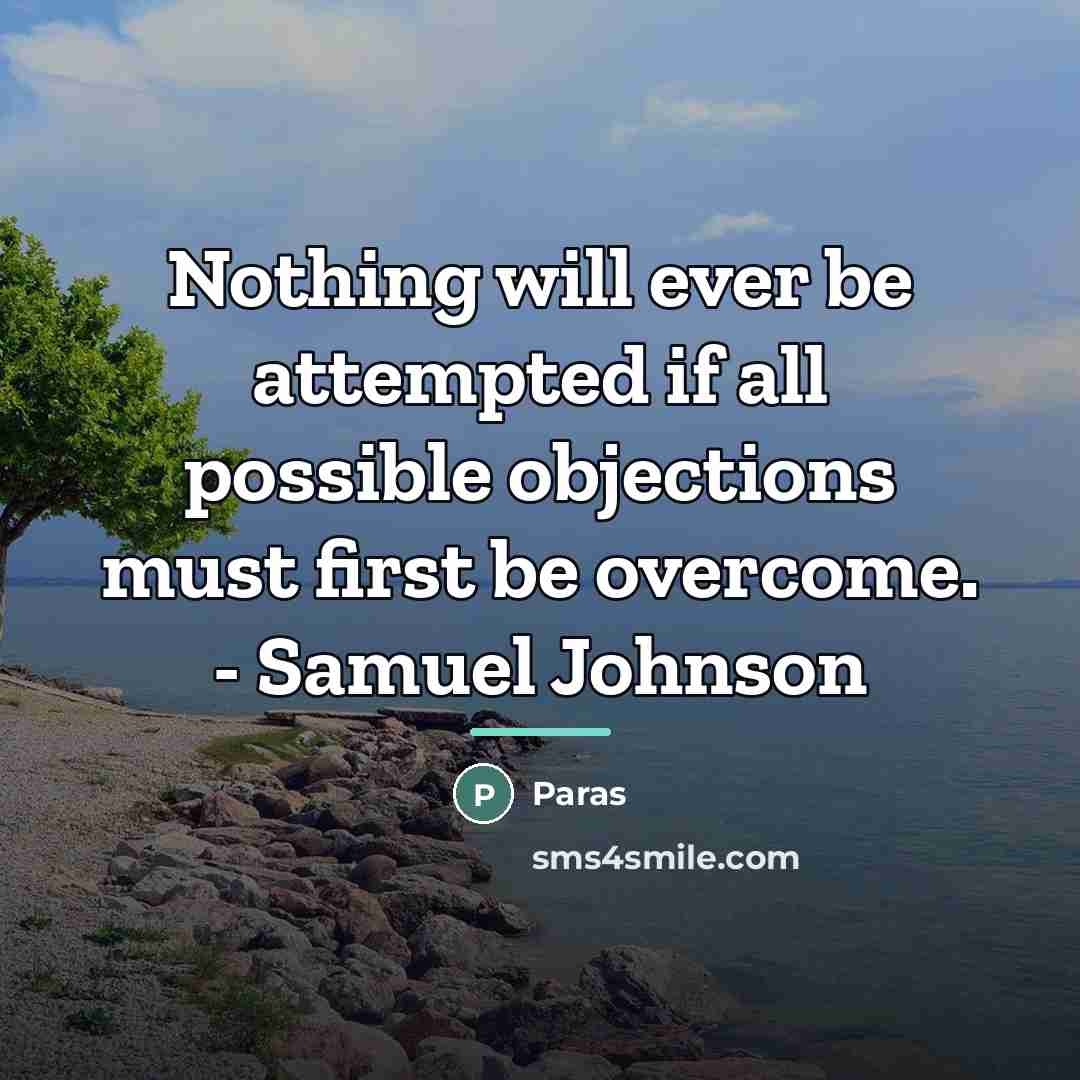 “Nothing will ever be attempted if all possible objections must…” quote by Paras