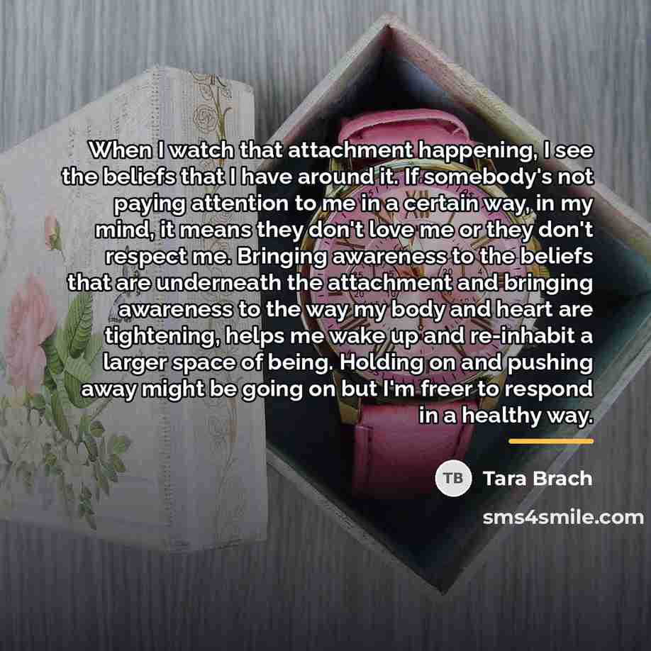 “When I watch that attachment happening, I see the beliefs…” quote by Tara Brach