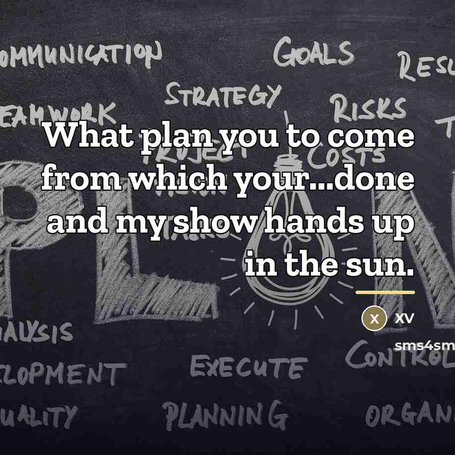 “What plan you to come from which your...done and my…” quote by XV