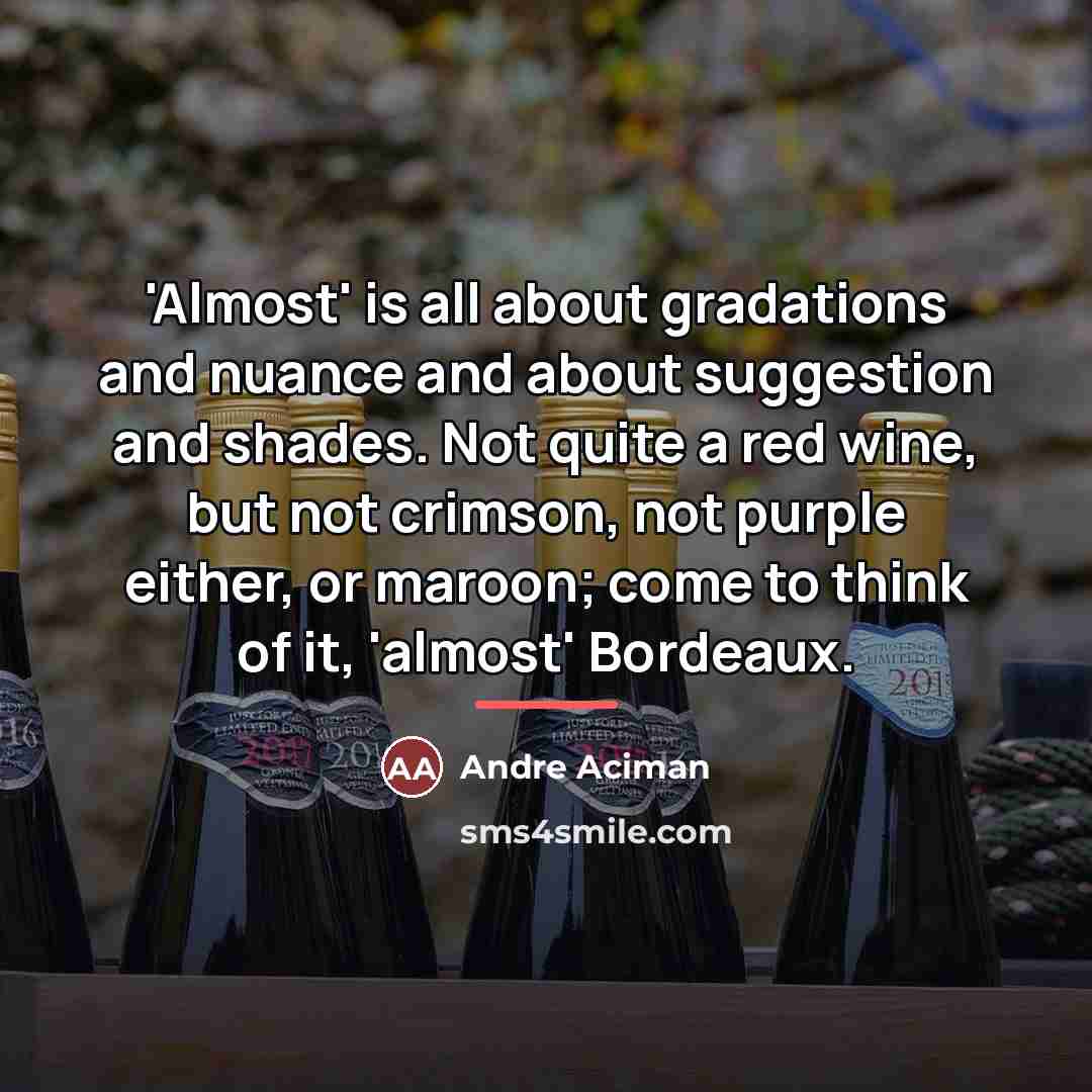 “'Almost' is all about gradations and nuance and about suggestion…” quote by Andre Aciman