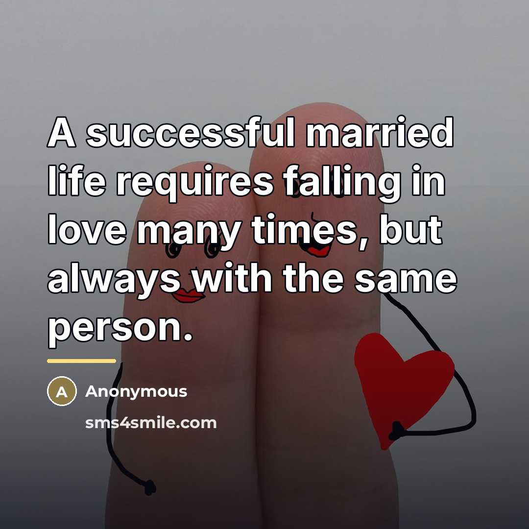 “A successful married life requires falling in love many times,…” quote by Anonymous