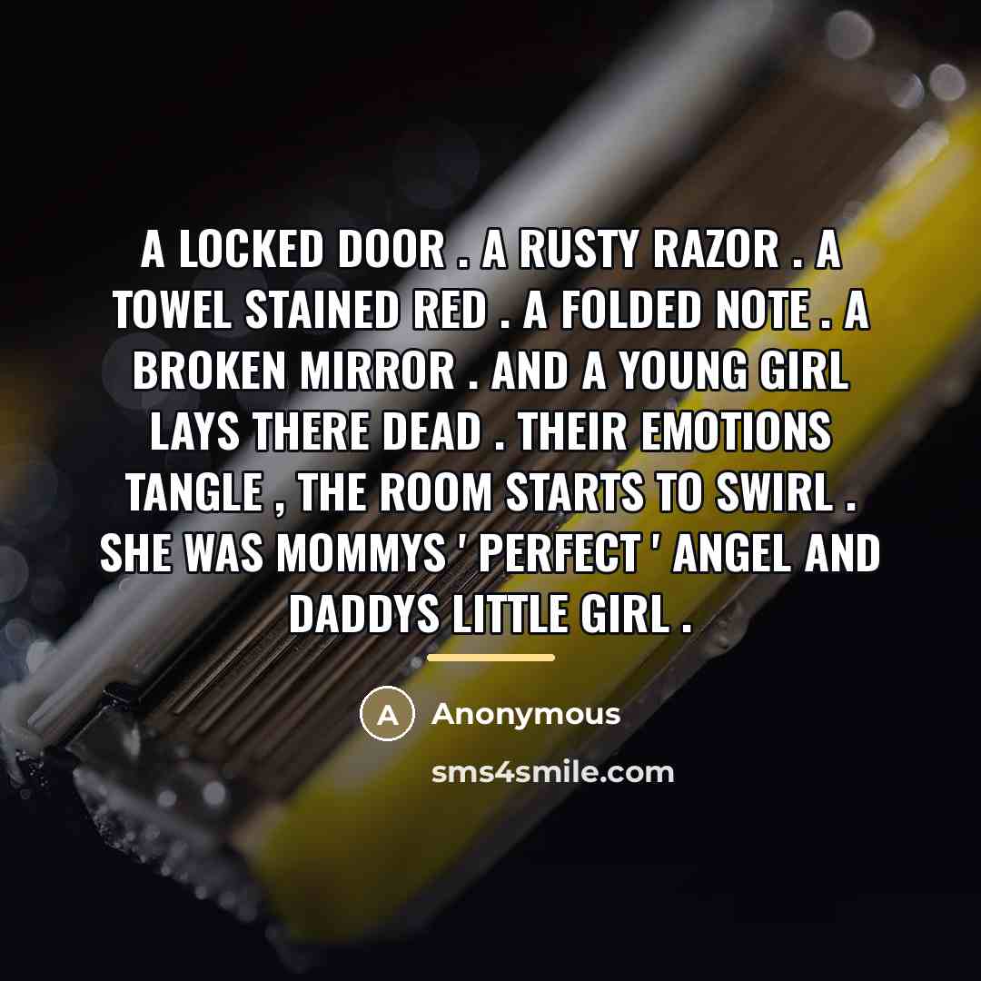 “A LOCKED DOOR . A RUSTY RAZOR . A TOWEL…” quote by Anonymous