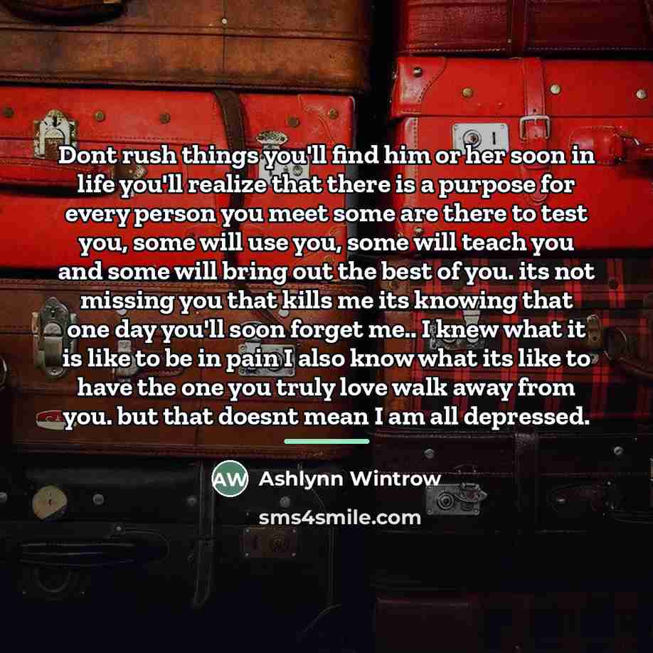“Dont rush things you'll find him or her soon in…” quote by Ashlynn Wintrow