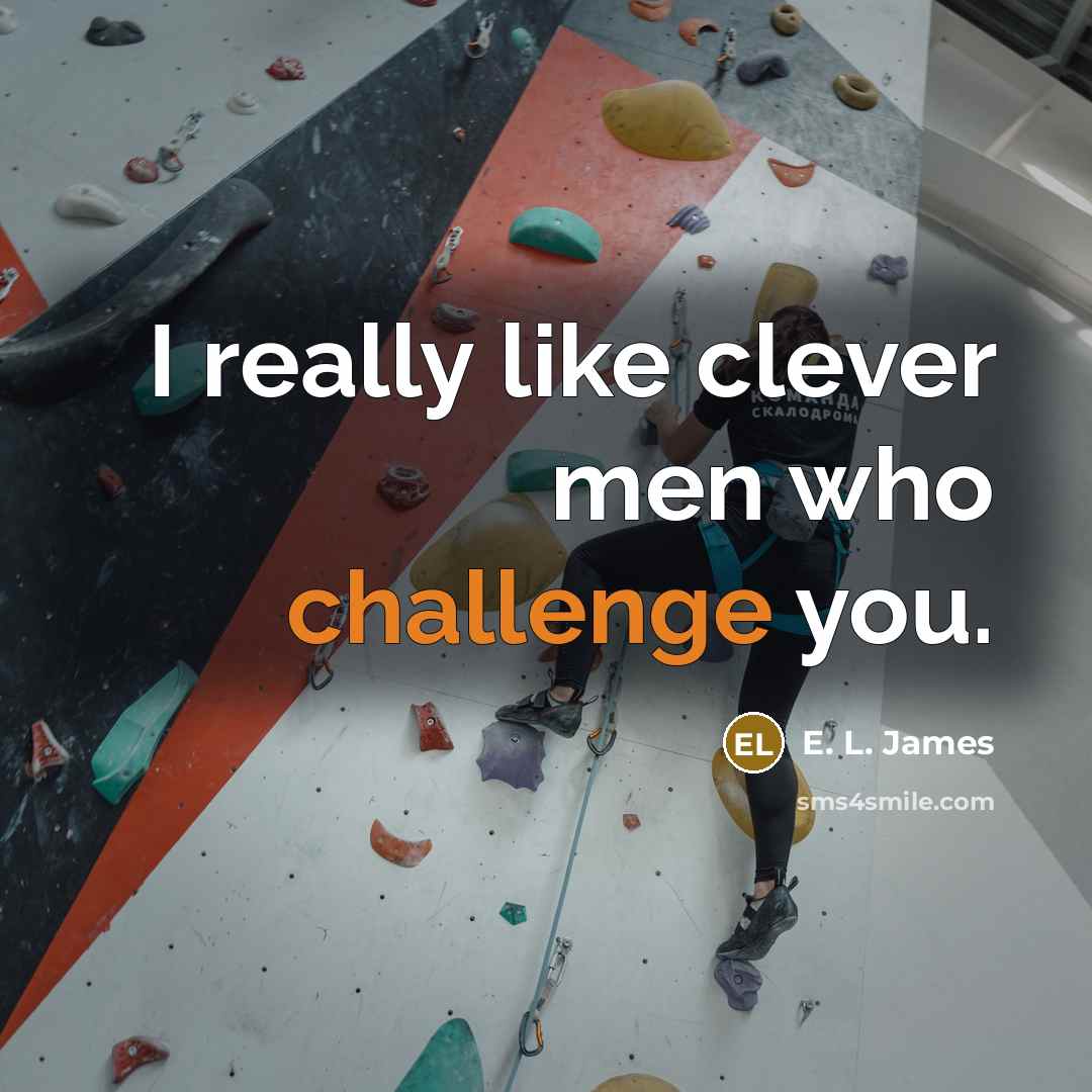 “I really like clever men who challenge you.…” quote by E. L. James