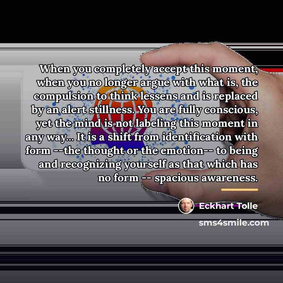 “When you completely accept this moment, when you no longer…” quote by Eckhart Tolle
