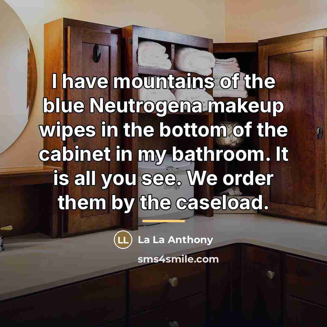 “I have mountains of the blue Neutrogena makeup wipes in…” quote by La La Anthony