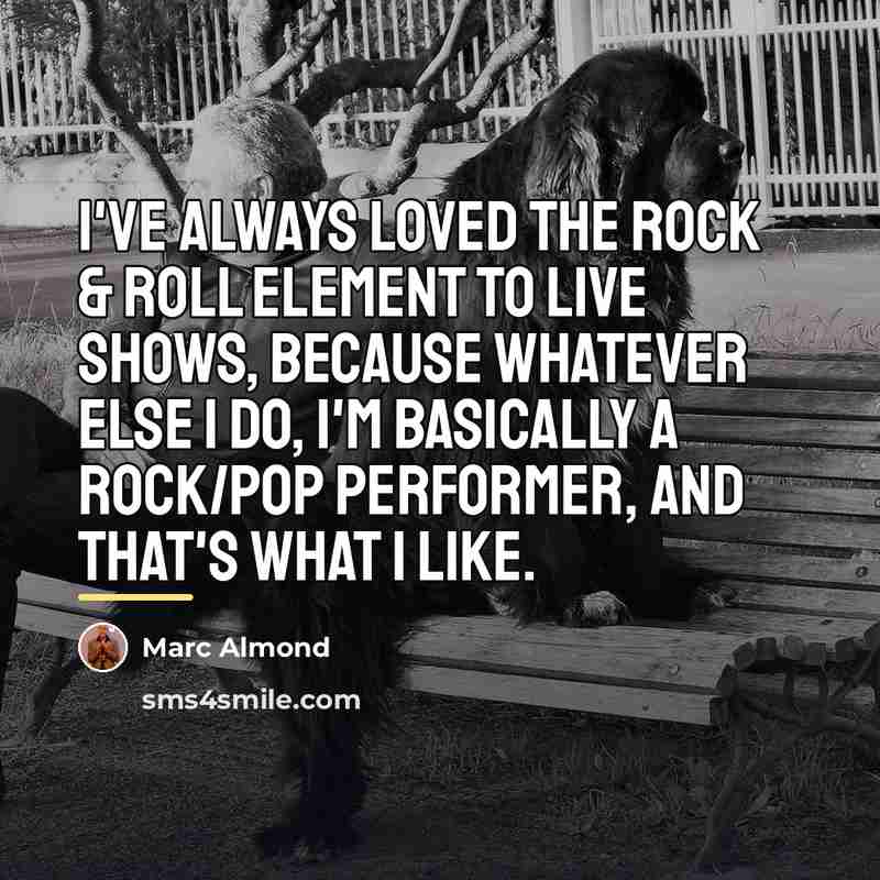 “I've always loved the rock & roll element to live…” quote by Marc Almond