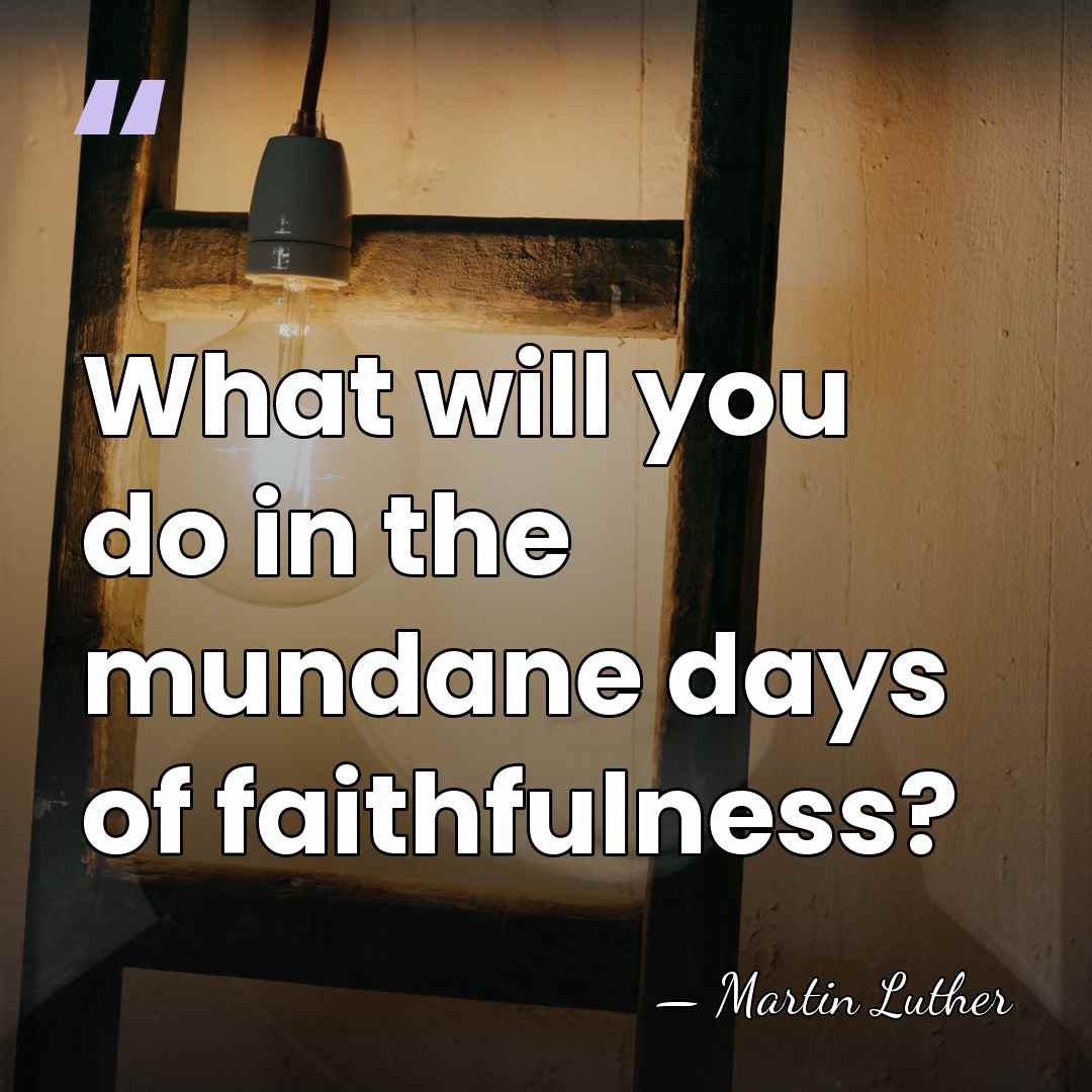 What will you do in the mundane days of faithfulness? - Martin Luther