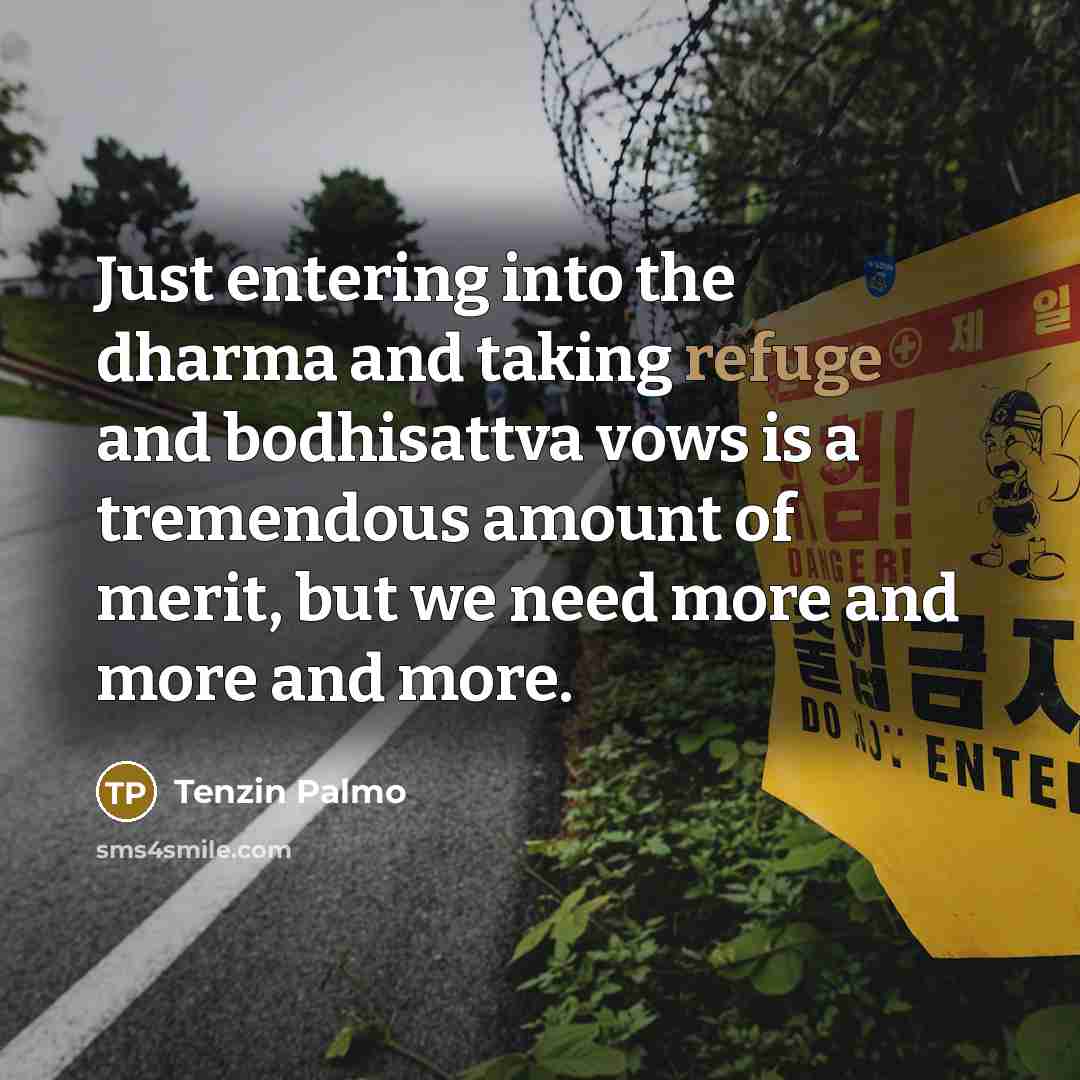 “Just entering into the dharma and taking refuge and bodhisattva…” quote by Tenzin Palmo