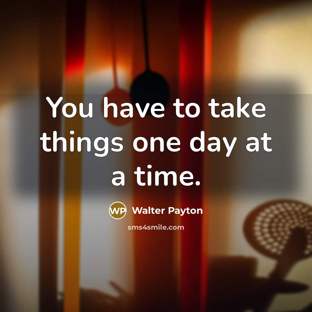 “You have to take things one day at a time.…” quote by Walter Payton