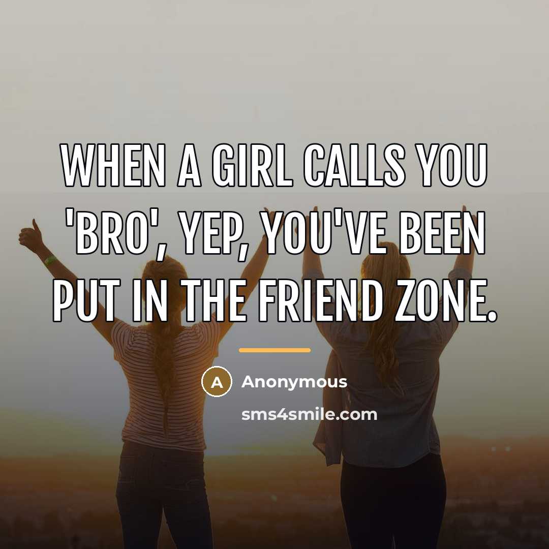 “When a girl calls you 'bro', yep, you've been put…” quote by Anonymous