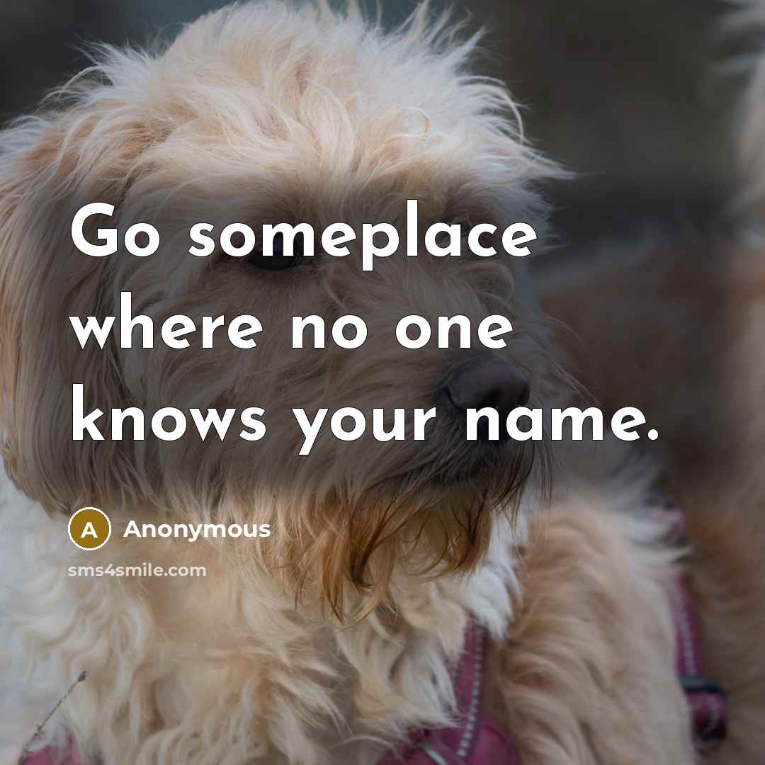 “Go someplace where no one knows your name.…” quote by Anonymous