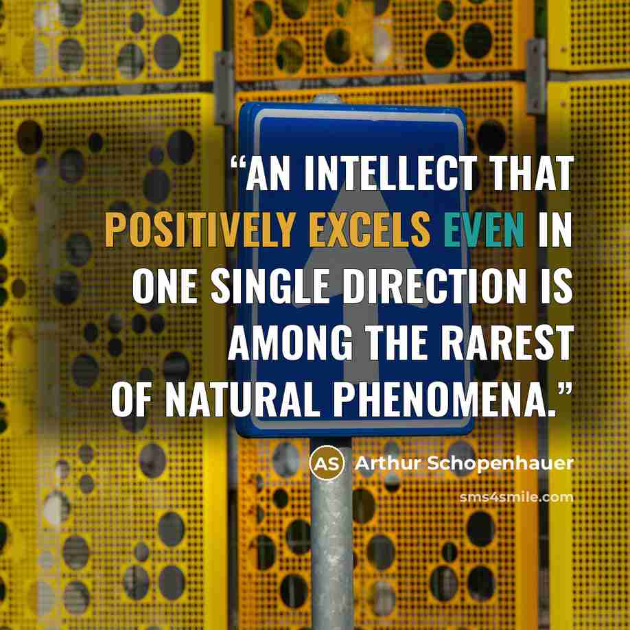 “an intellect that positively excels even in one single direction is among the rarest of natural phenomena.” quote by Arthur Schopenhauer