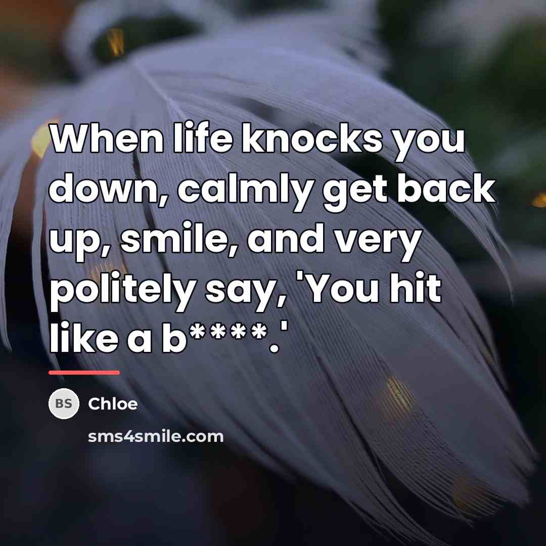 “When life knocks you down, calmly get back up, smile,…” quote by Chloe