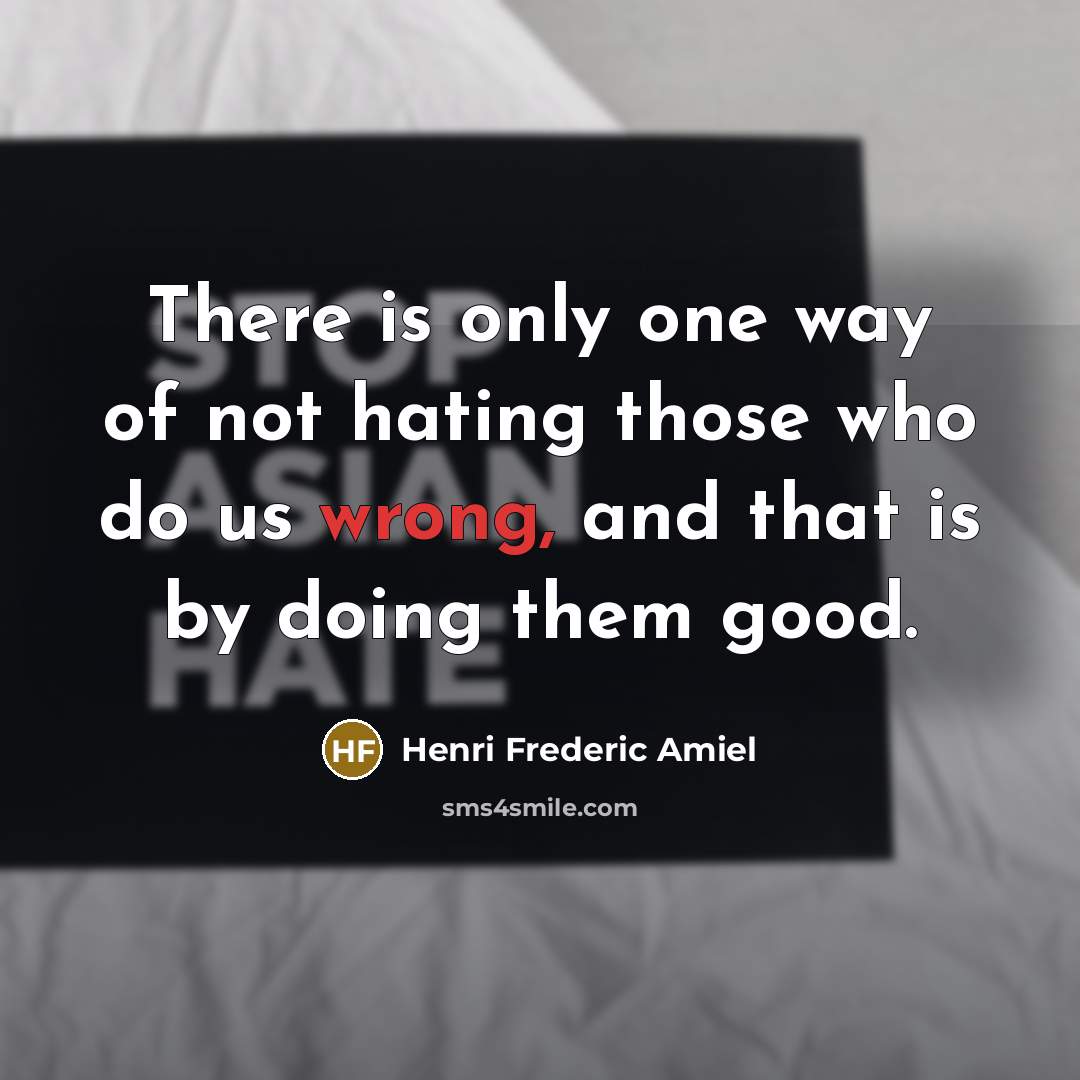 “There is only one way of not hating those who…” quote by Henri Frederic Amiel