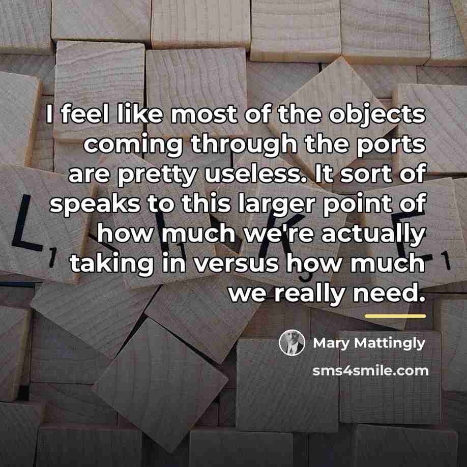 “I feel like most of the objects coming through the…” quote by Mary Mattingly