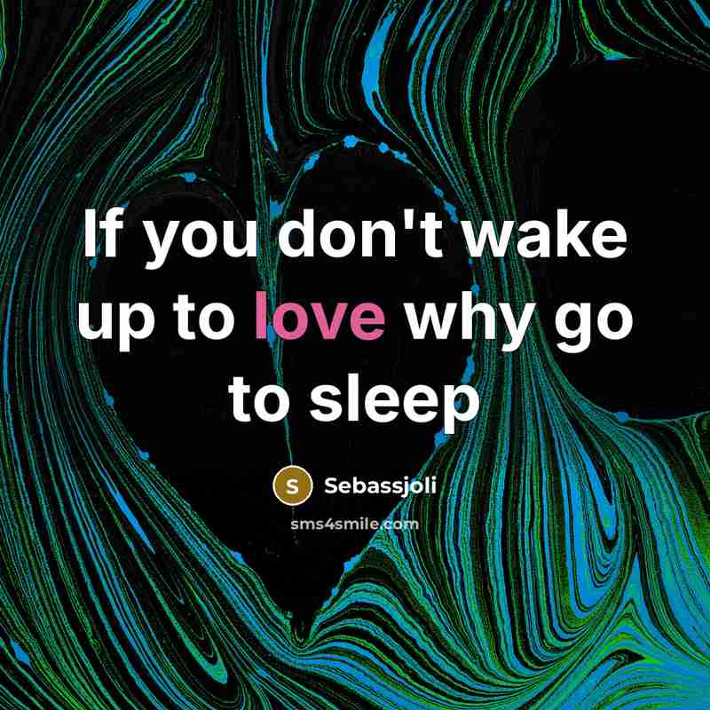 “If you don't wake up to love why go to sleep” quote by Sebassjoli