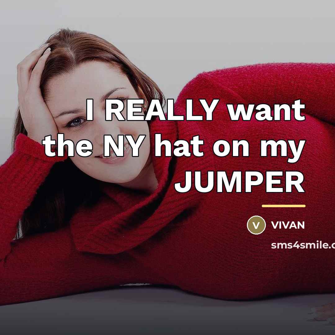“I REALLY want the NY hat on my JUMPER…” quote by VIVAN