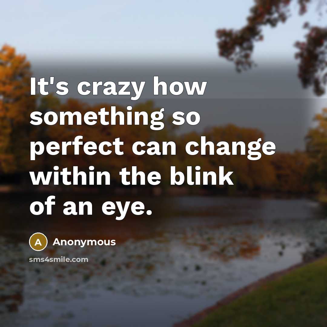 “It's crazy how something so perfect can change within the…” quote by Anonymous