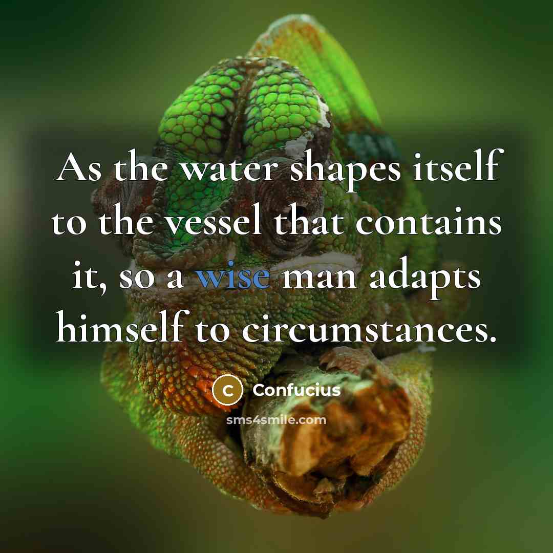 “As the water shapes itself to the vessel that contains…” quote by Confucius