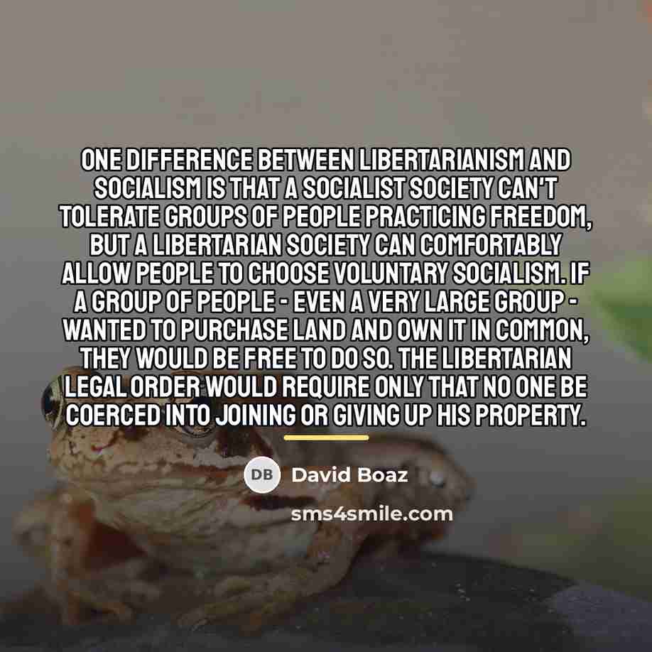 “One difference between libertarianism and socialism is that a socialist…” quote by David Boaz