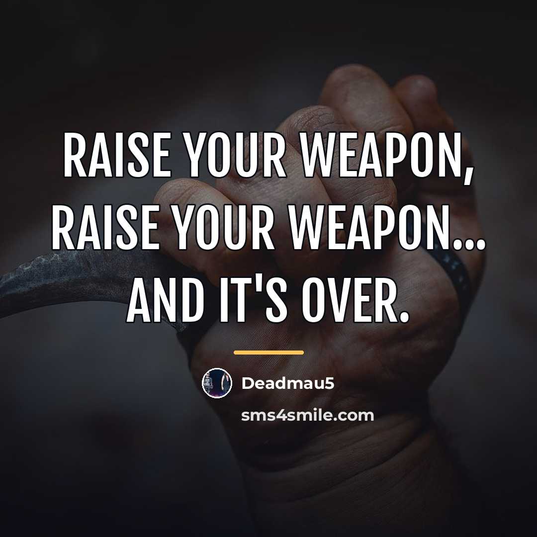 “Raise your weapon, raise your weapon... And it's over.…” quote by Deadmau5