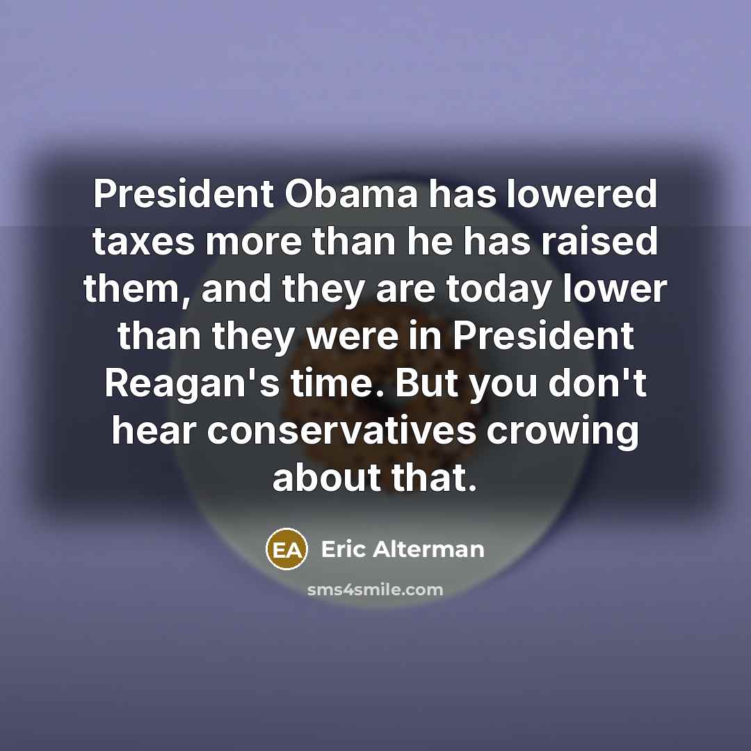 “President Obama has lowered taxes more than he has raised…” quote by Eric Alterman