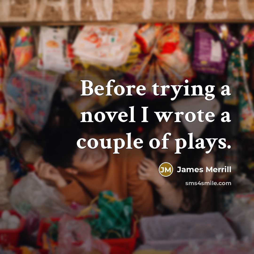 “Before trying a novel I wrote a couple of plays.…” quote by James Merrill