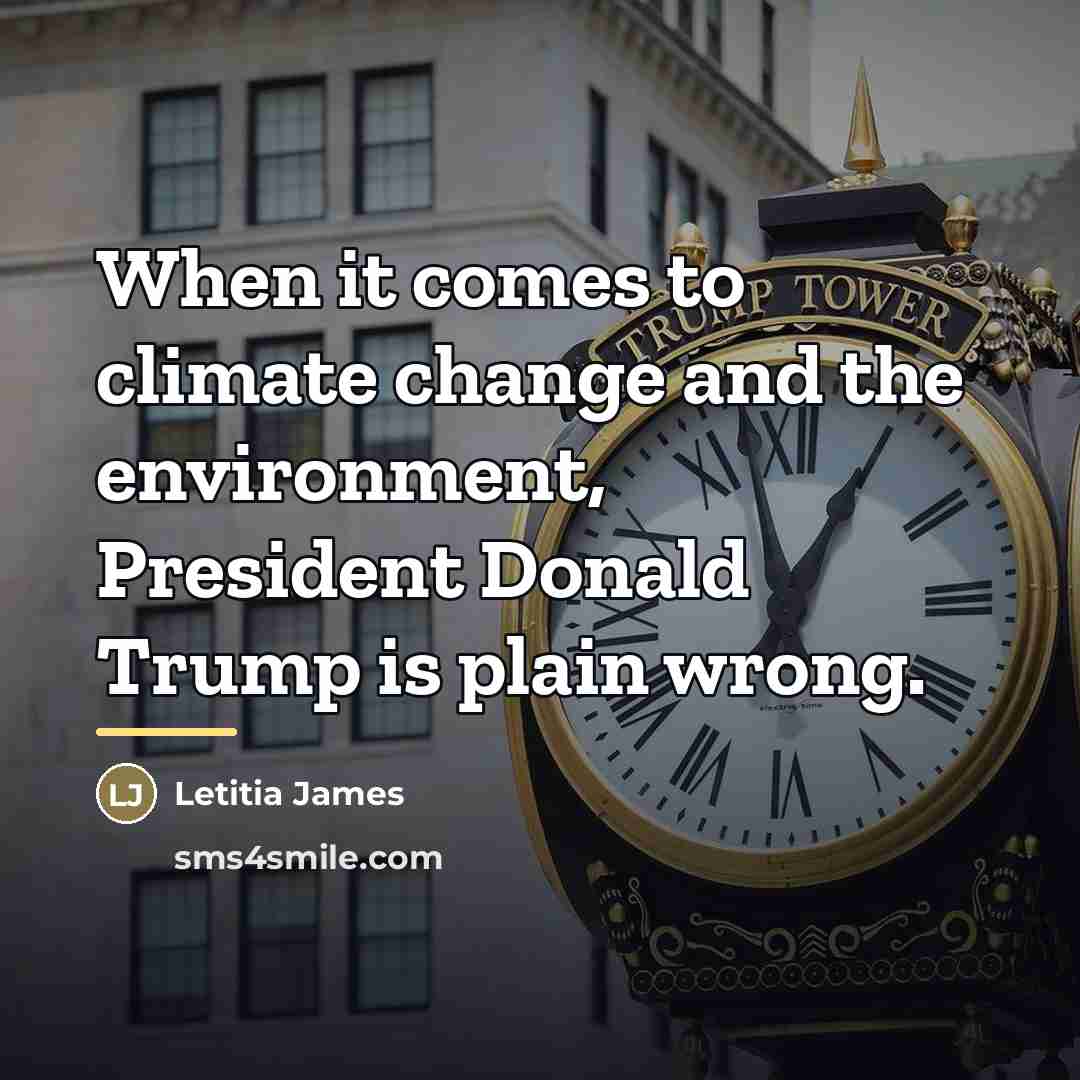 “When it comes to climate change and the environment, President…” quote by Letitia James