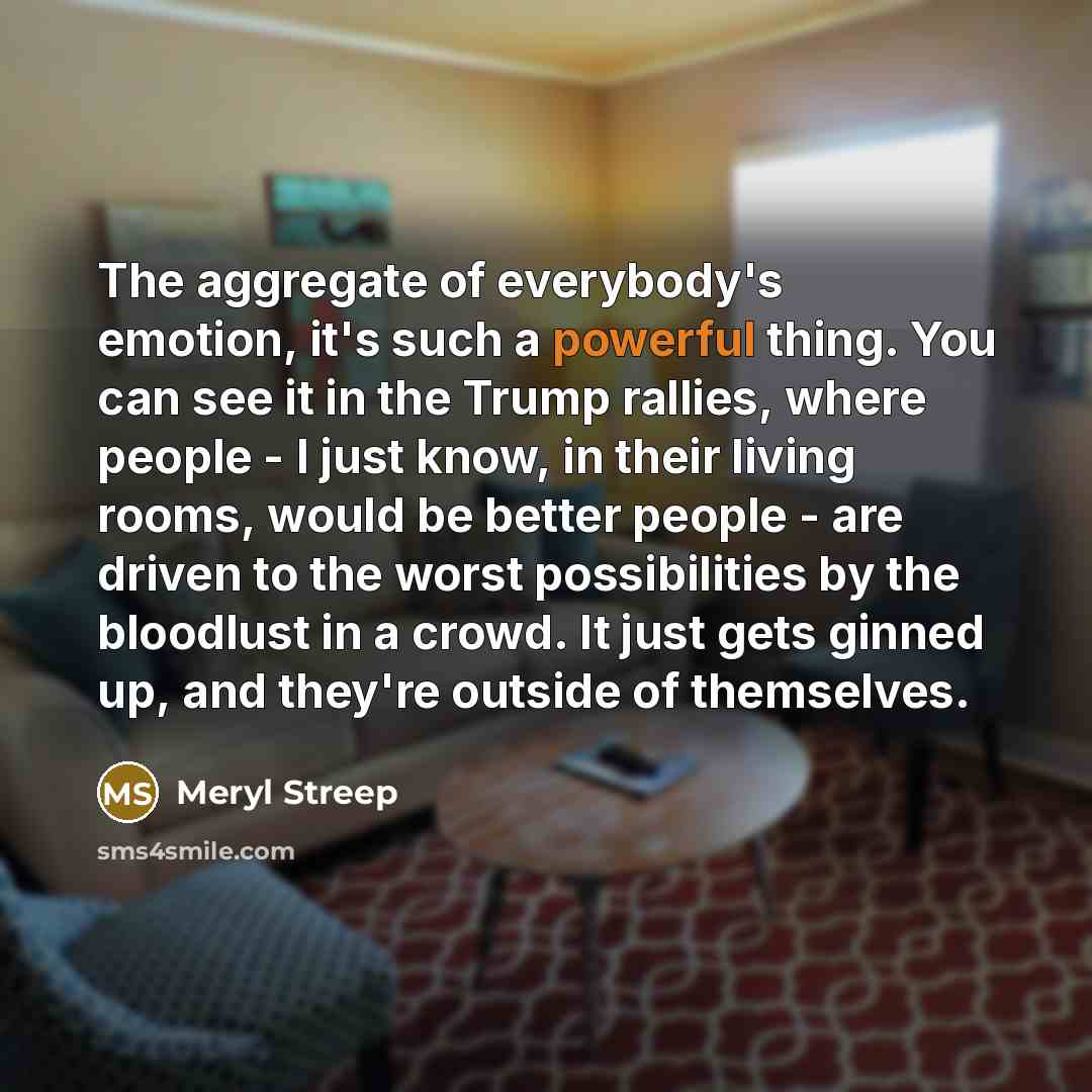 “The aggregate of everybody's emotion, it's such a powerful thing.…” quote by Meryl Streep
