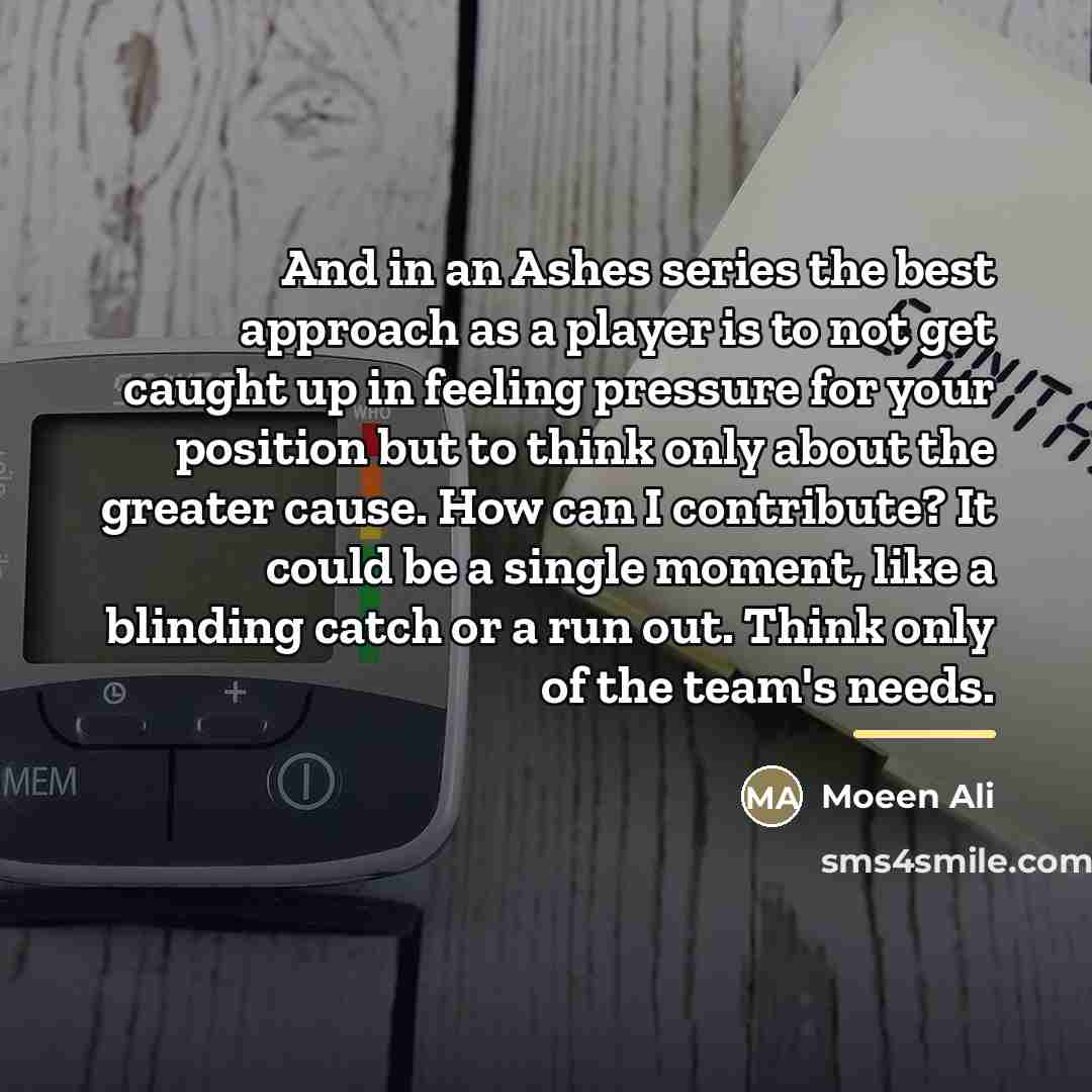 “And in an Ashes series the best approach as a…” quote by Moeen Ali