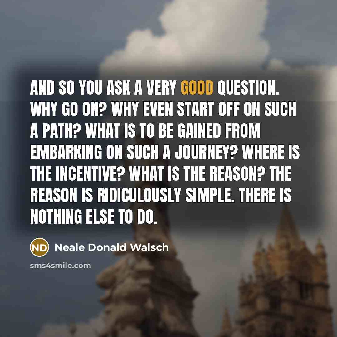 “And so you ask a very good question. Why go…” quote by Neale Donald Walsch