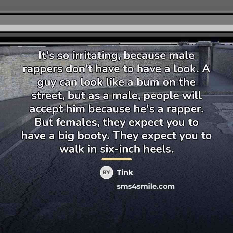 “It's so irritating, because male rappers don't have to have…” quote by Tink