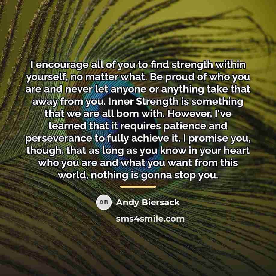 “I encourage all of you to find strength within yourself,…” quote by Andy Biersack